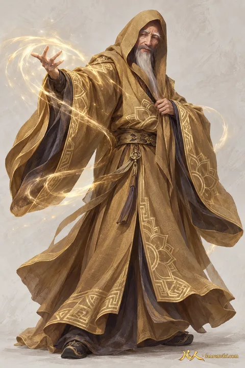 令狐老祖 · 自然行动／斗法姿态 · AI 生成