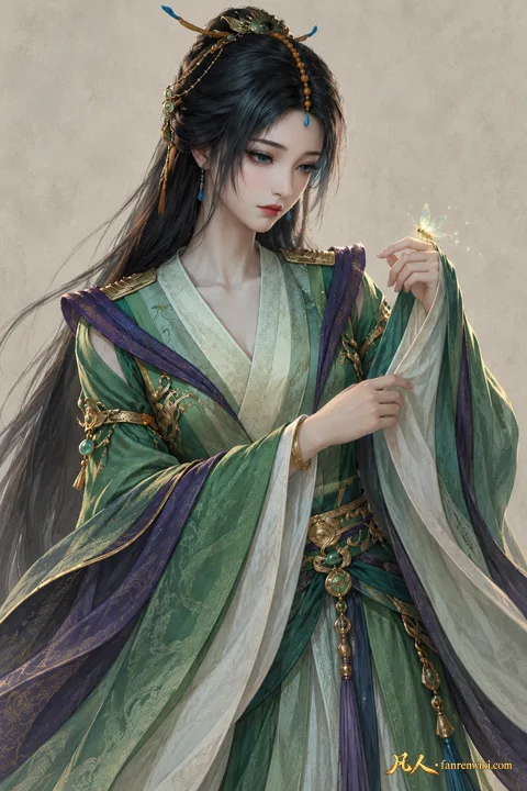 柳玉 · 自然行动／斗法姿态 · AI 生成