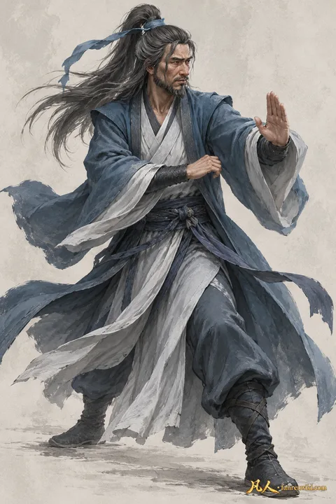 吕洛 · 自然行动／斗法姿态 · AI 生成