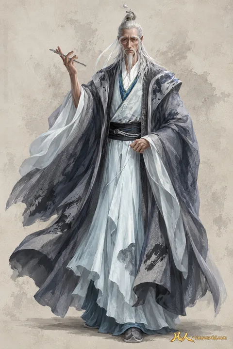 马姓老者（浩然阁） · 自然行动／斗法姿态 · AI 生成