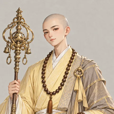 焰竹 · 人界篇 · 大晋佛宗 · 高阶僧人 · 头像 · AI 生成