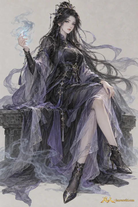 元瑶 · 灵界 · 半鬼修形态 · AI 生成